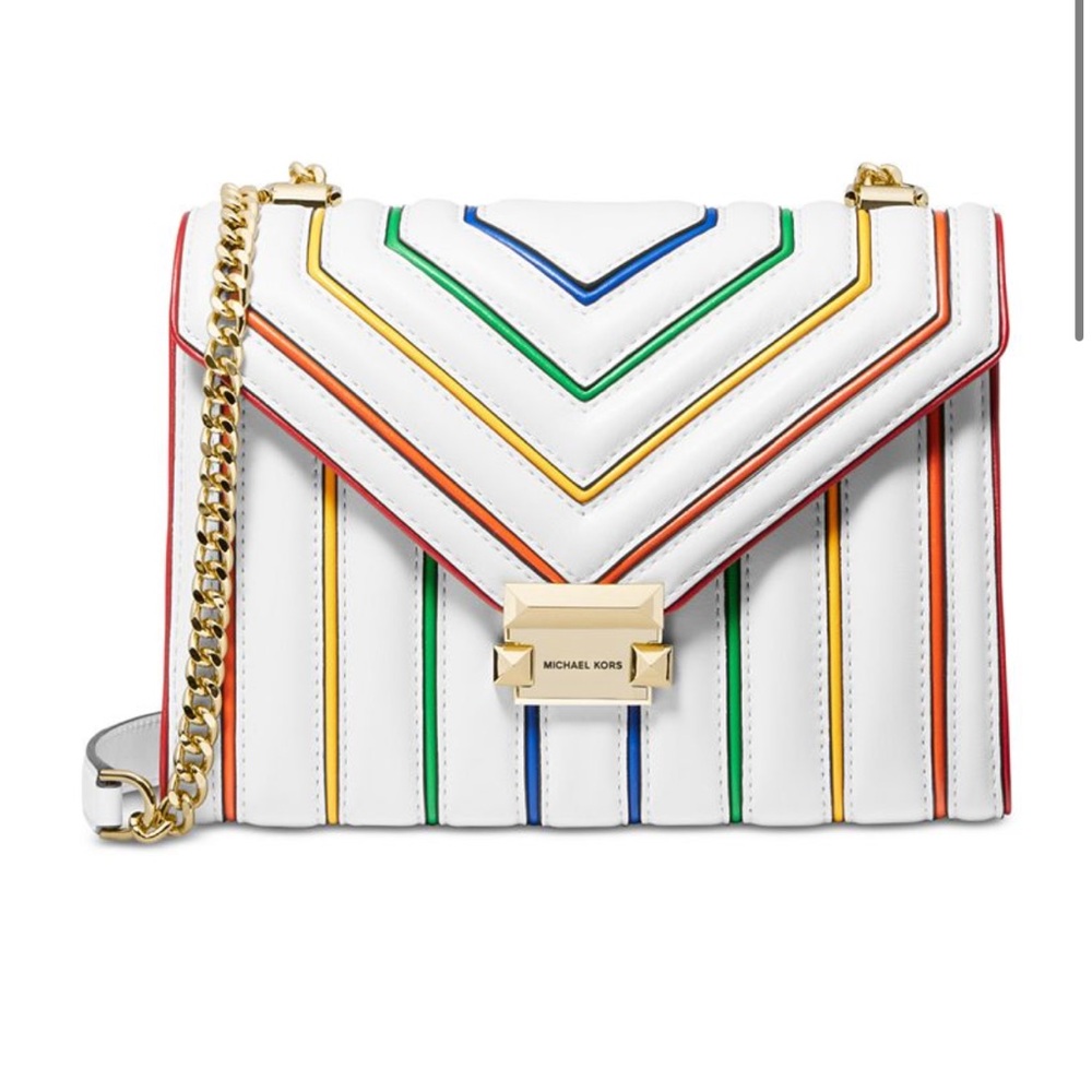 Michael Kors White Multicolor Chevron Crossbody Bag